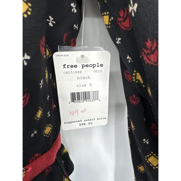 Free People Top Where We Roam Crossover Wrap Long Sleeve Printed Blouse Size S - Picture 5 of 12